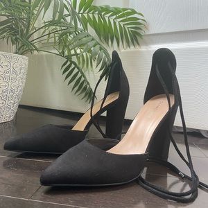 Glamorous Block Heels with ankle tie - size 10